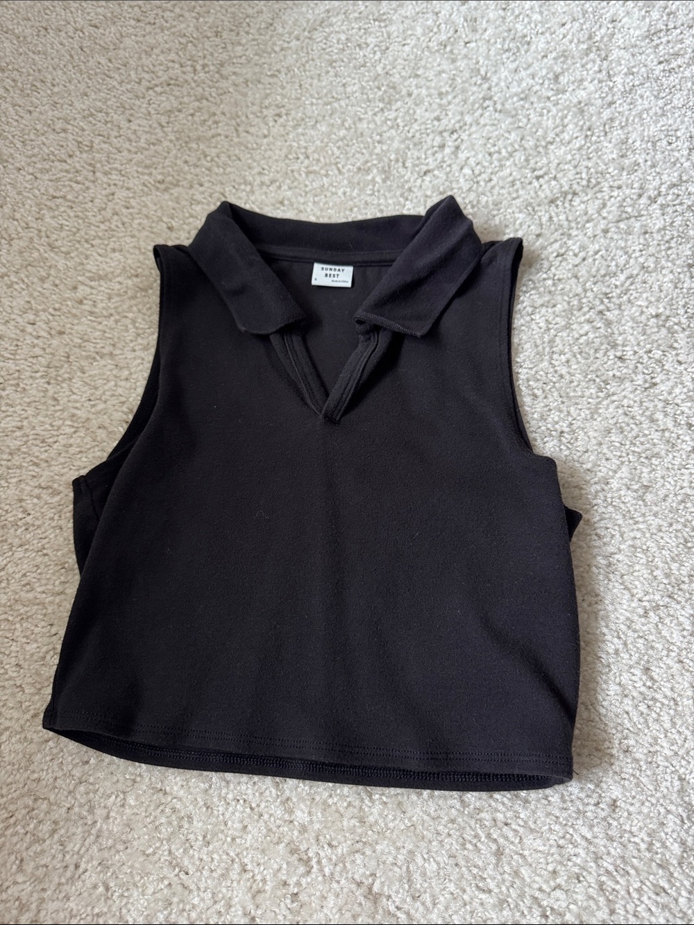 Aritzia Sleeveless Collared Tank Top - Black